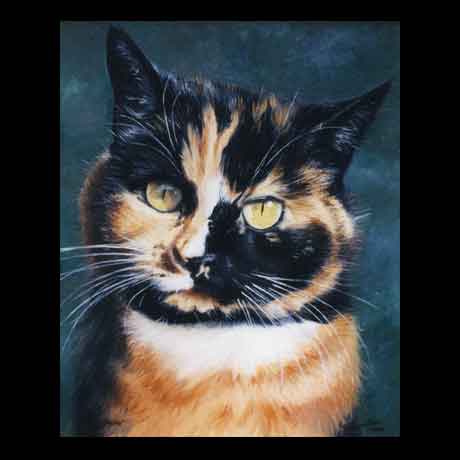 Cat portrait painting, oil paint on canvas