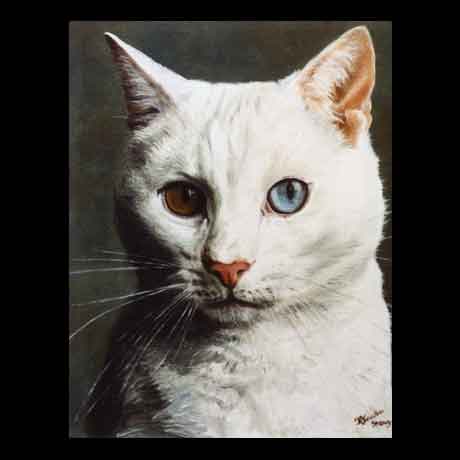 Cat portrait painting, oil paint on canvas