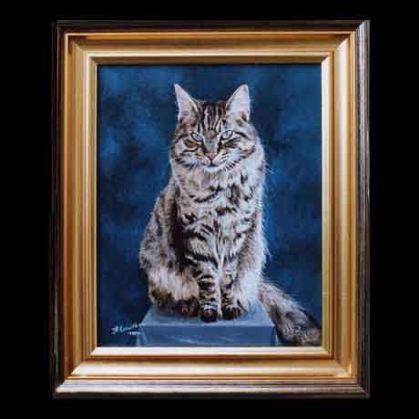 Cat portrait painting, oil paint on canvas