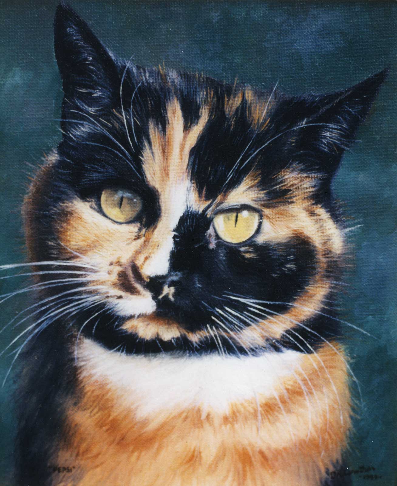 Cat portrait, oil painting on canvas