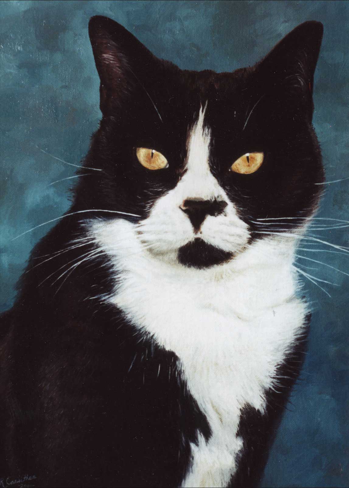 Cat portrait, oil painting on canvas