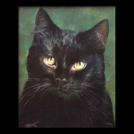 Cat portrait painting, oil paint on canvas