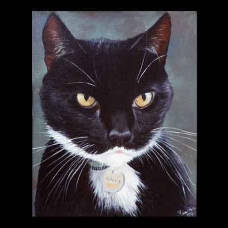 Cat portrait painting, oil paint on canvas