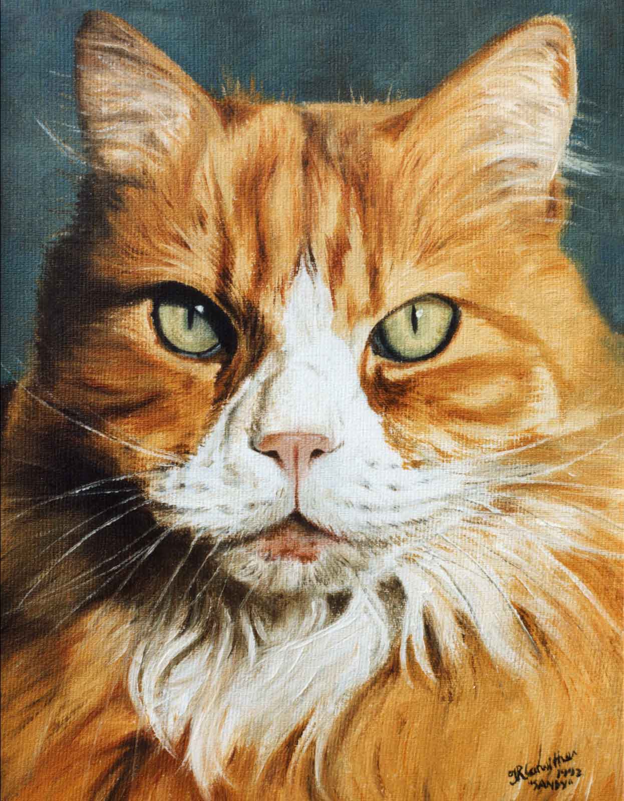 Cat portrait, oil painting on canvas