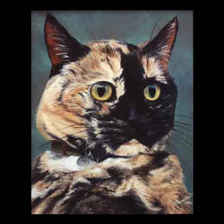 Cat portrait painting, oil paint on canvas