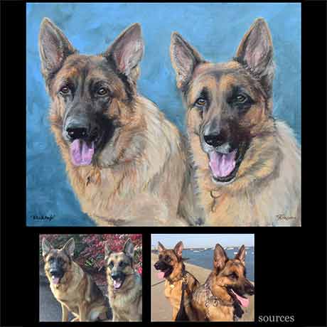 German shepherd dogs portrait painting 1