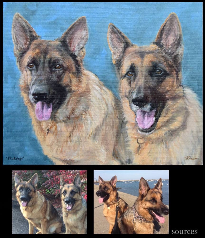 German shepherd dogs portrait painting 1 - oils on canvas