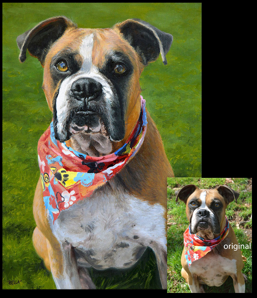 Boxer dog portrait painting 2 - oils on canvas - oils on canvas