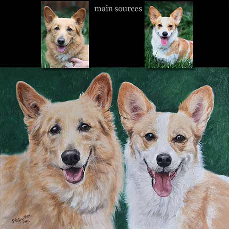 Corgis portrait painting 1