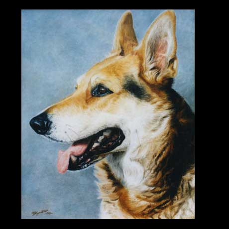 dog portrait painting, oil paint on canvas