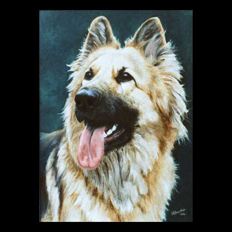 GermanShepherd dog portrait painting, oil paint on canvas