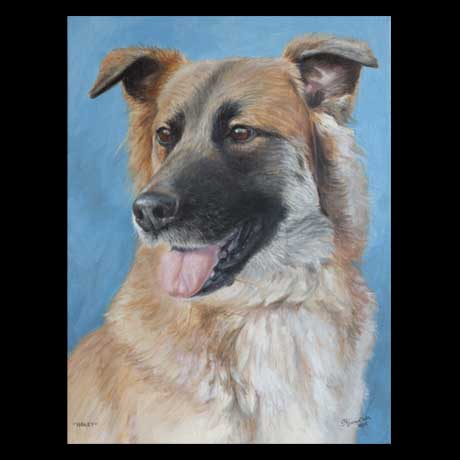 dog portrait painting, oil paint on canvas