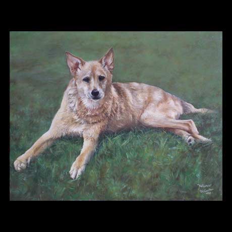 dog portrait painting, oil paint on canvas