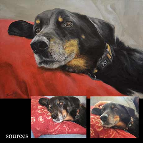 Dog portrait 4 painting, oil paint on canvas