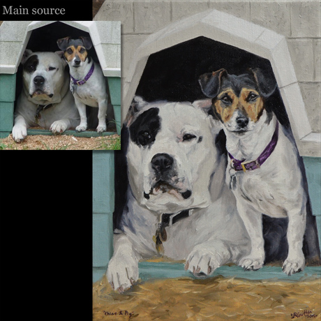 Dogs portrait painting 1, oil paint on canvas