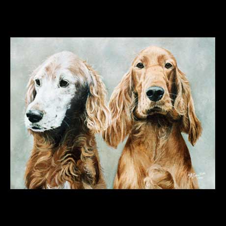 Red Setter dogs portrait painting, oil paint on canvas