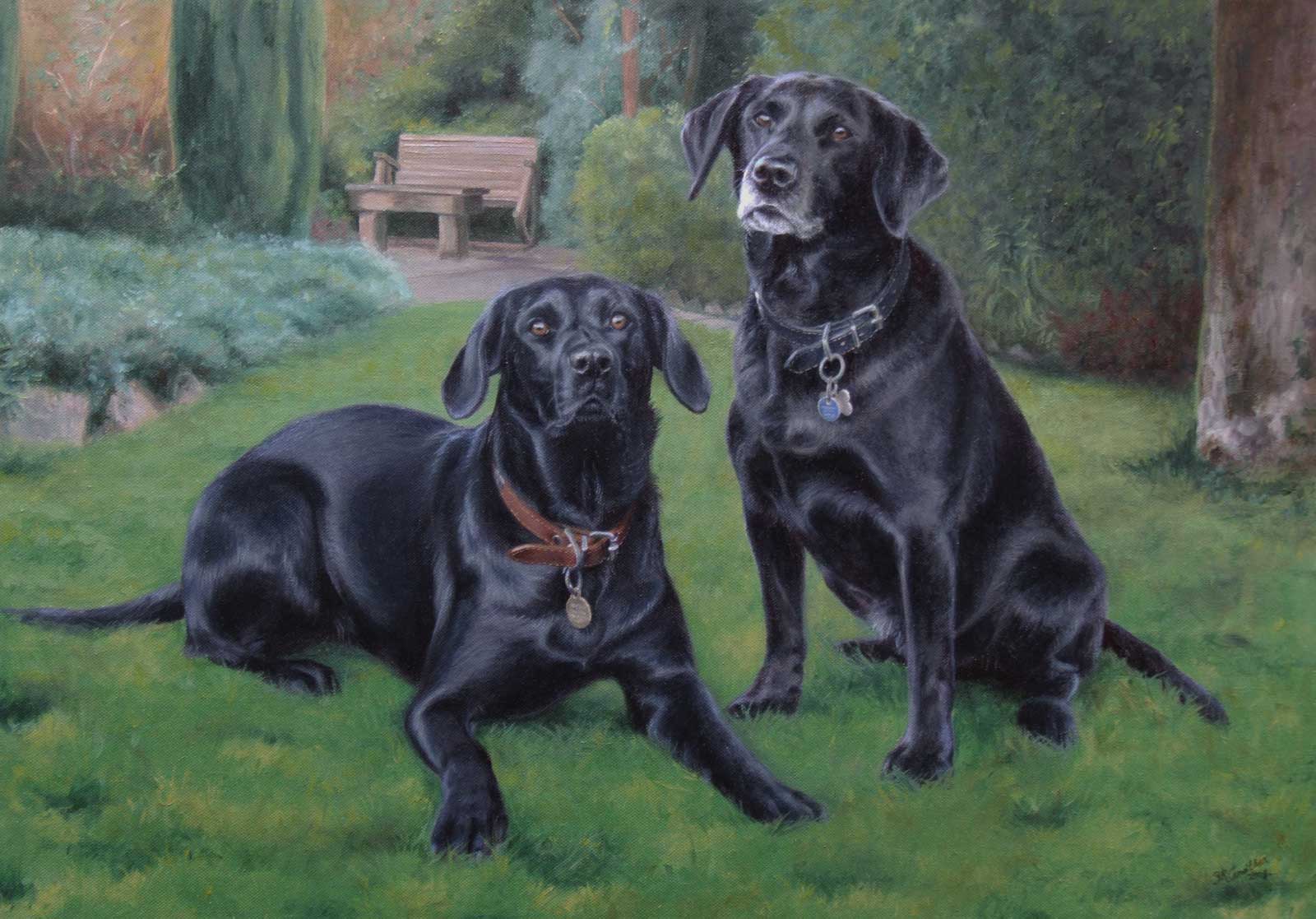 Black Labrador dog portraits oil painting on canvas