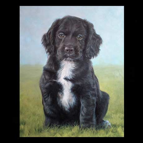 Puppy 1 portrait painting, oil paint on canvas