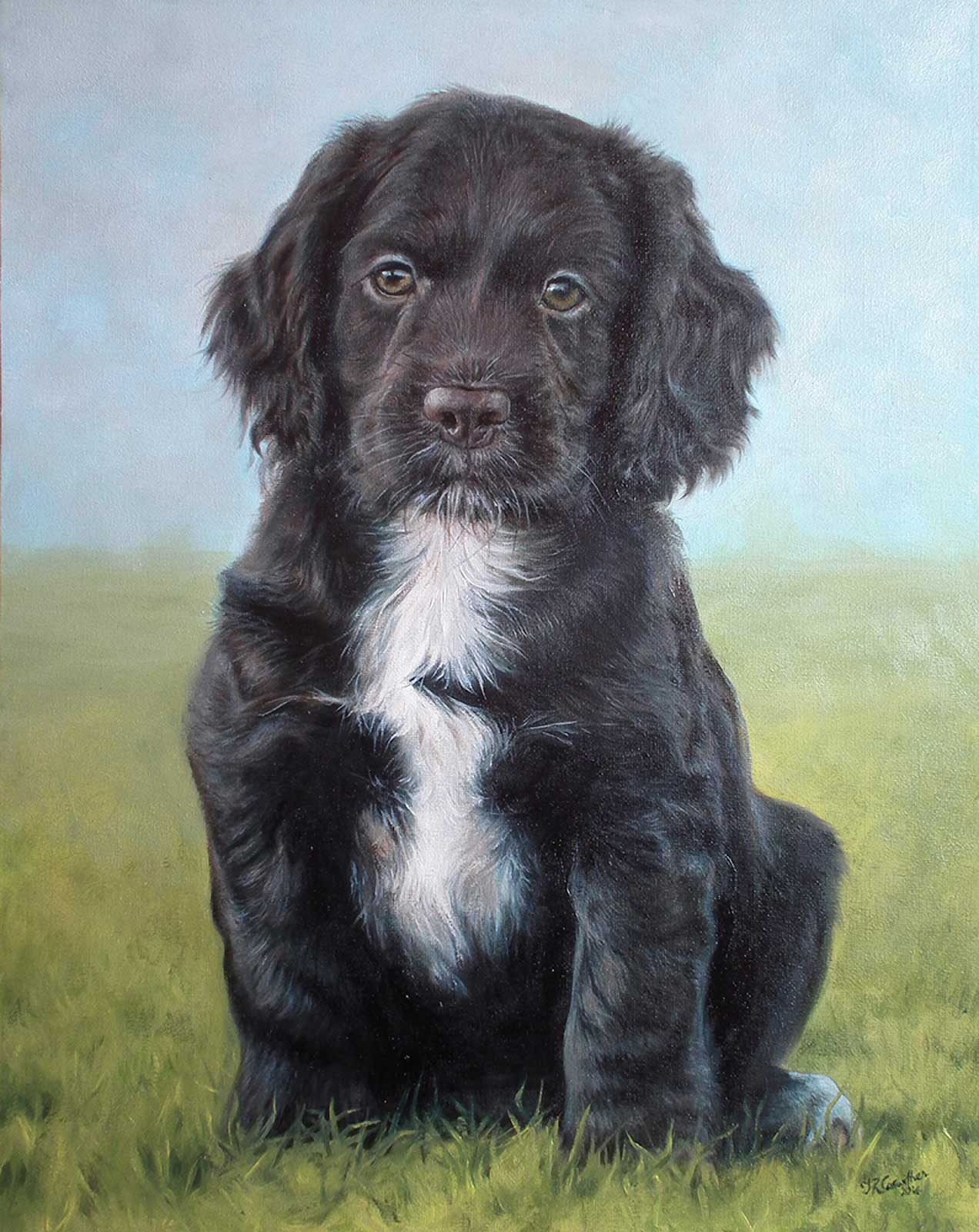 Puppy 1 portrait oil painting on canvas