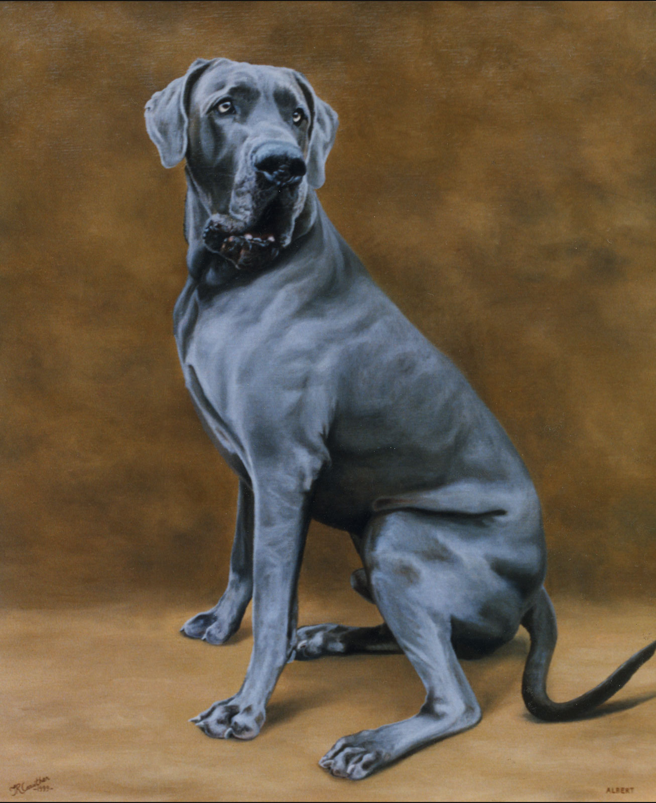 Great Dane dog portrait oil painting on canvas