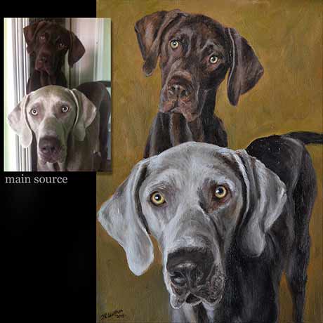 Weimaraners portrait painting