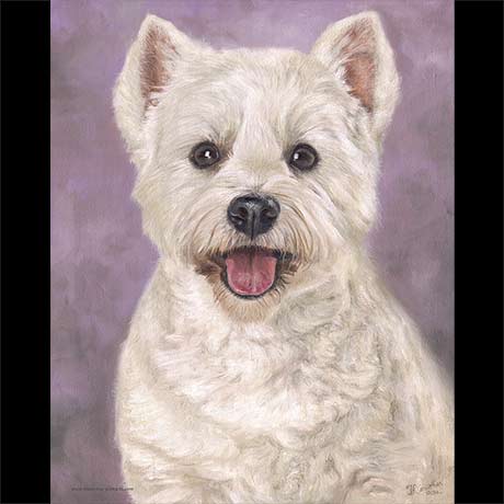 Westie dog portrait painting 1