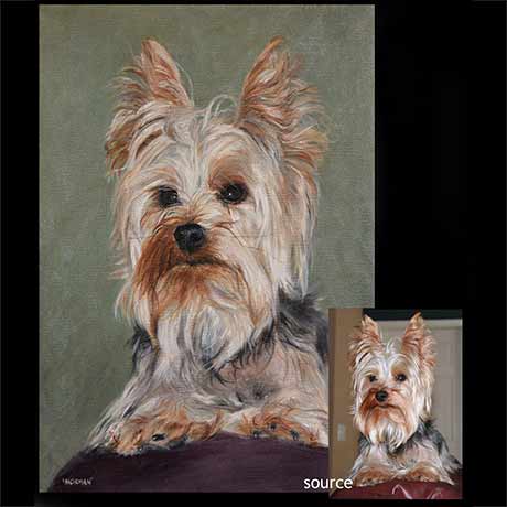 Yorkshire terrier dog portrait 2 painting