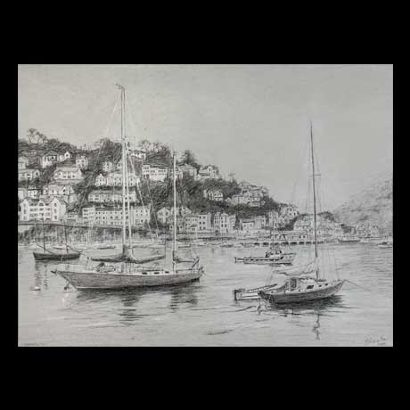 Dartmouth, Devon landscape drawing