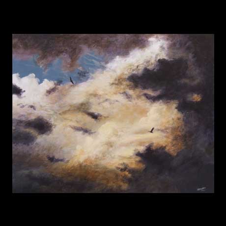 Skyscape landscape painting oil paint on canvas