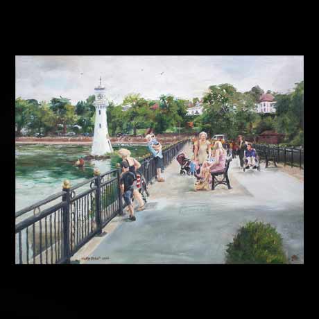 Roath Park painting, oil paint on canvas