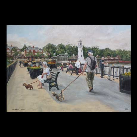 Roath Park painting, oil paint on canvas