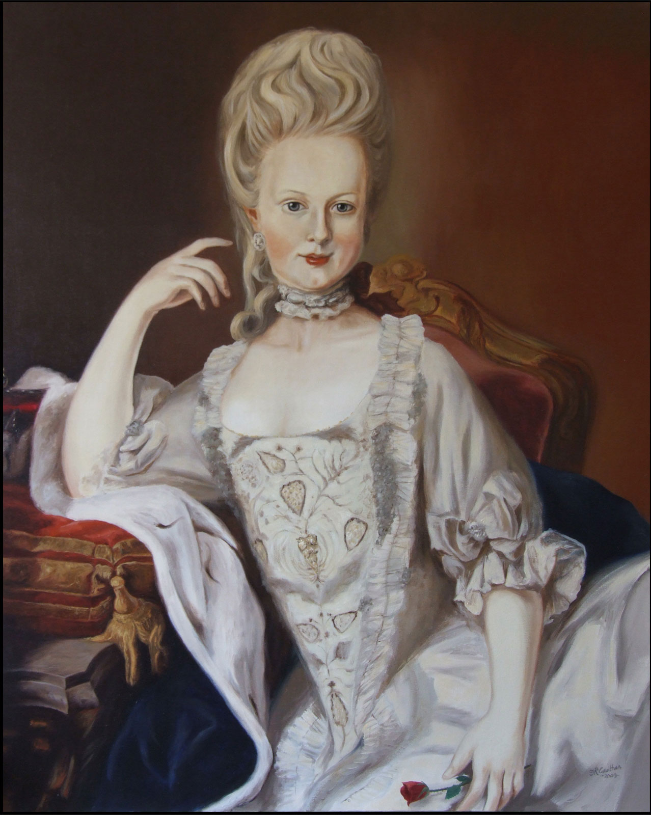 Marie Antoinette portrait painting oil paint on canvas