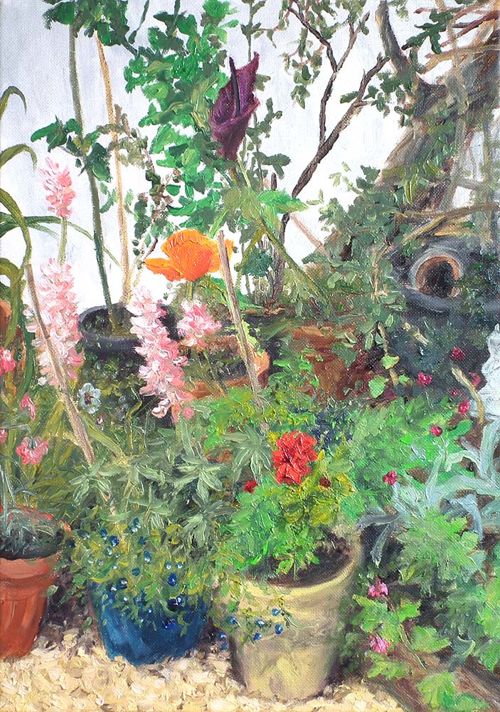 plein-air garden 1 detail, oil painting on canvas