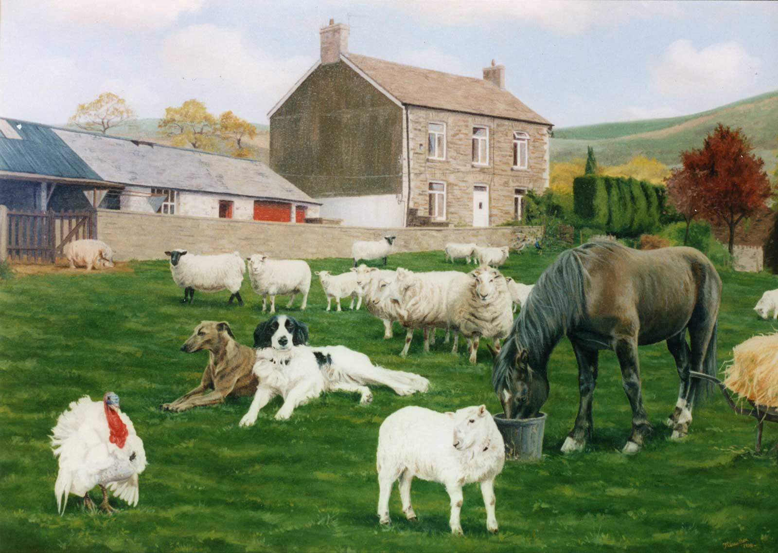 The family on the farm, oil painting on canvas