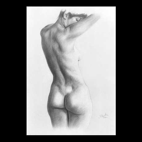 Nude, classic, drawing on paper