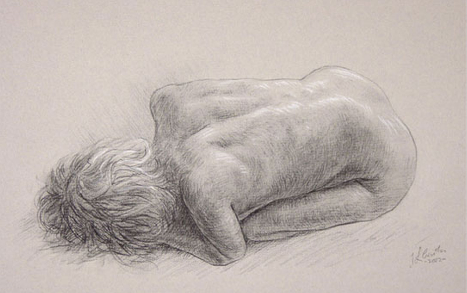 Nude female drawing on paper