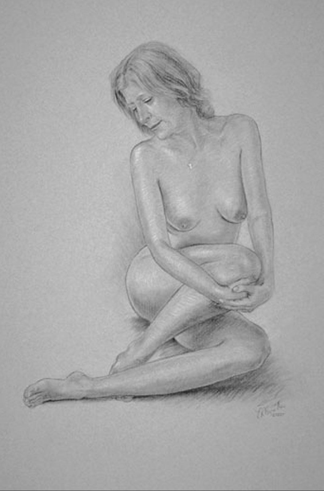 Nude female drawing on paper