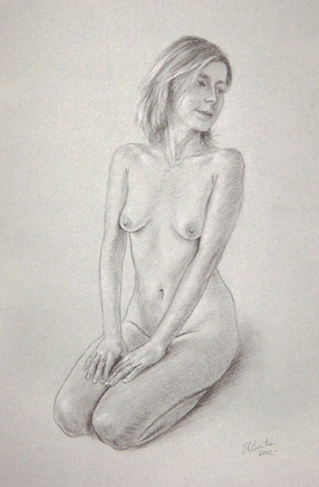 Nude female drawing on paper