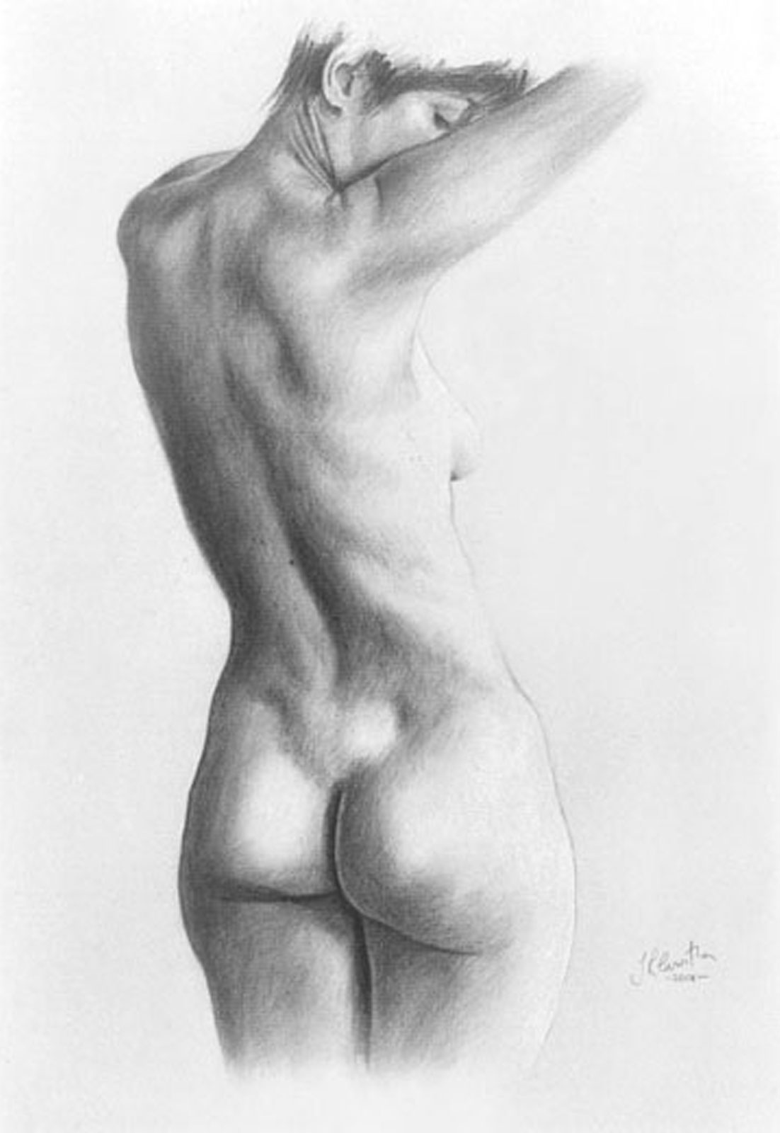 Nude female drawing on paper