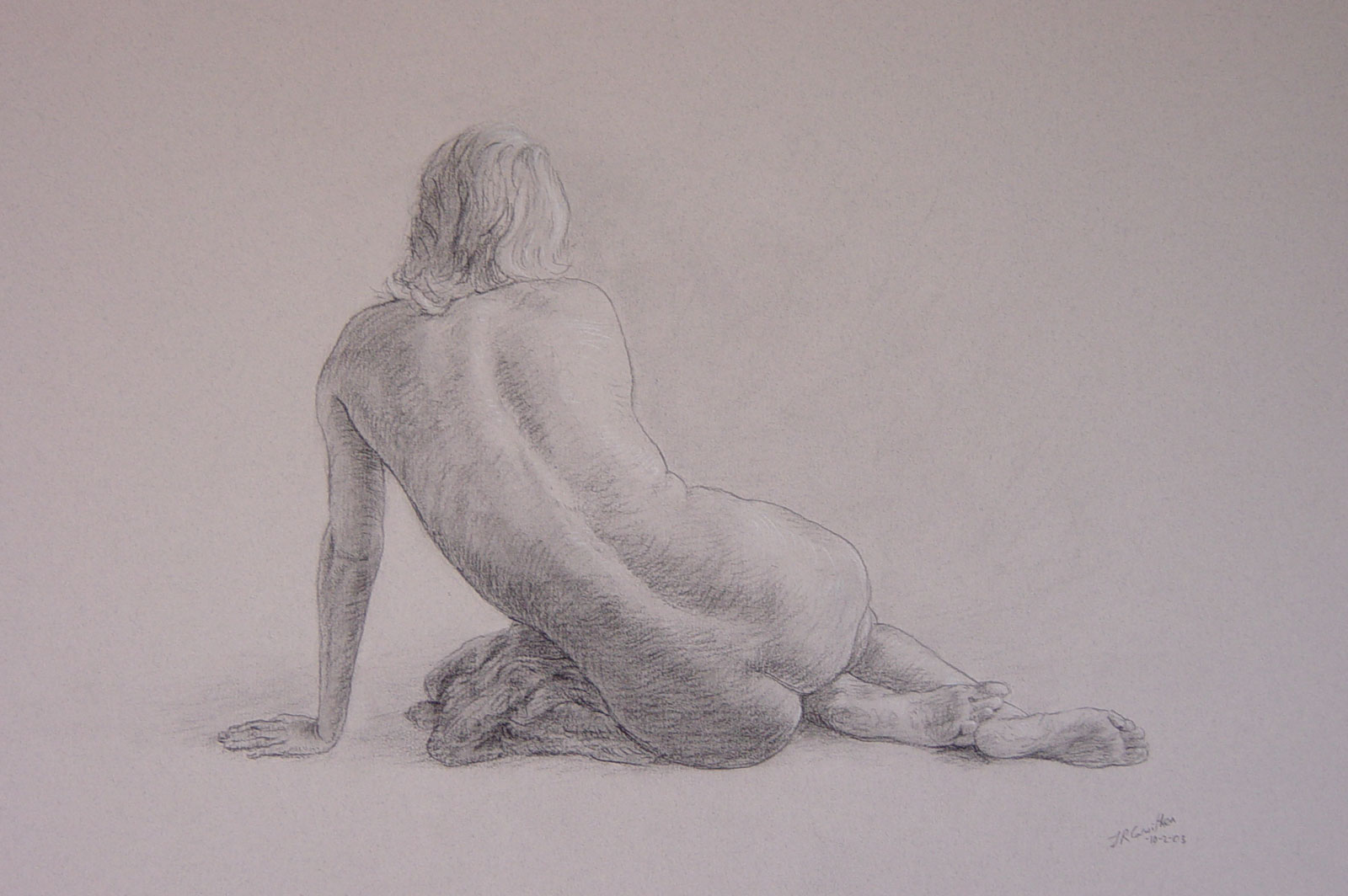 Nude female drawing on paper