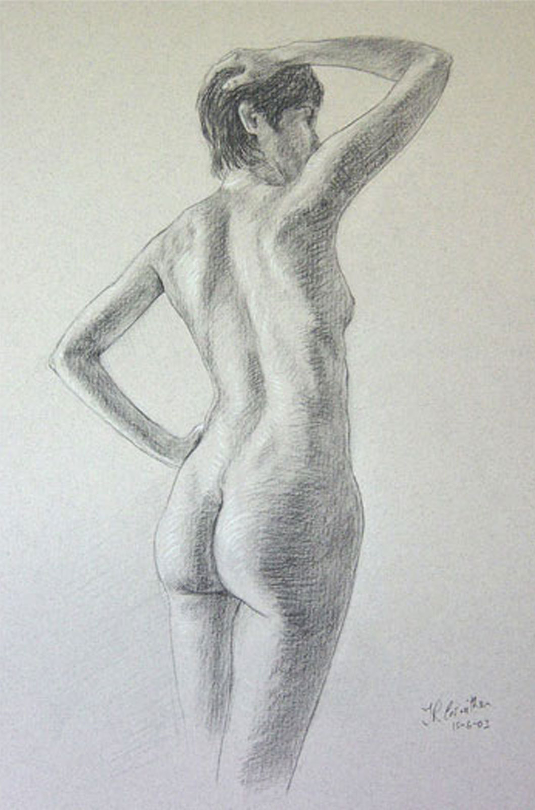 Nude female drawing on paper