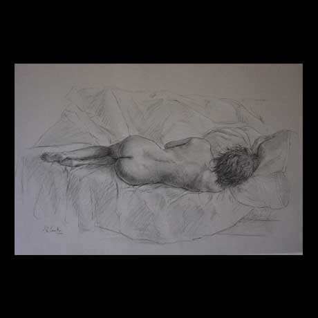 Nude, classic, drawing on paper