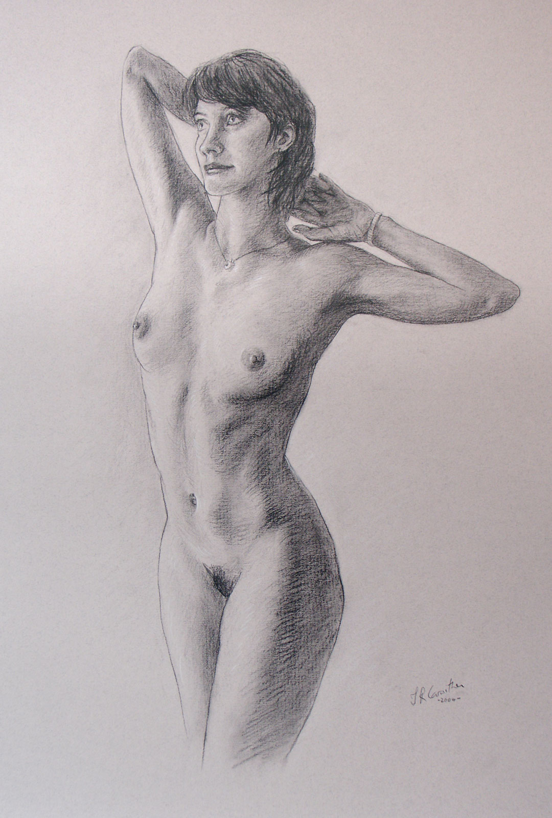 Nude female drawing on paper