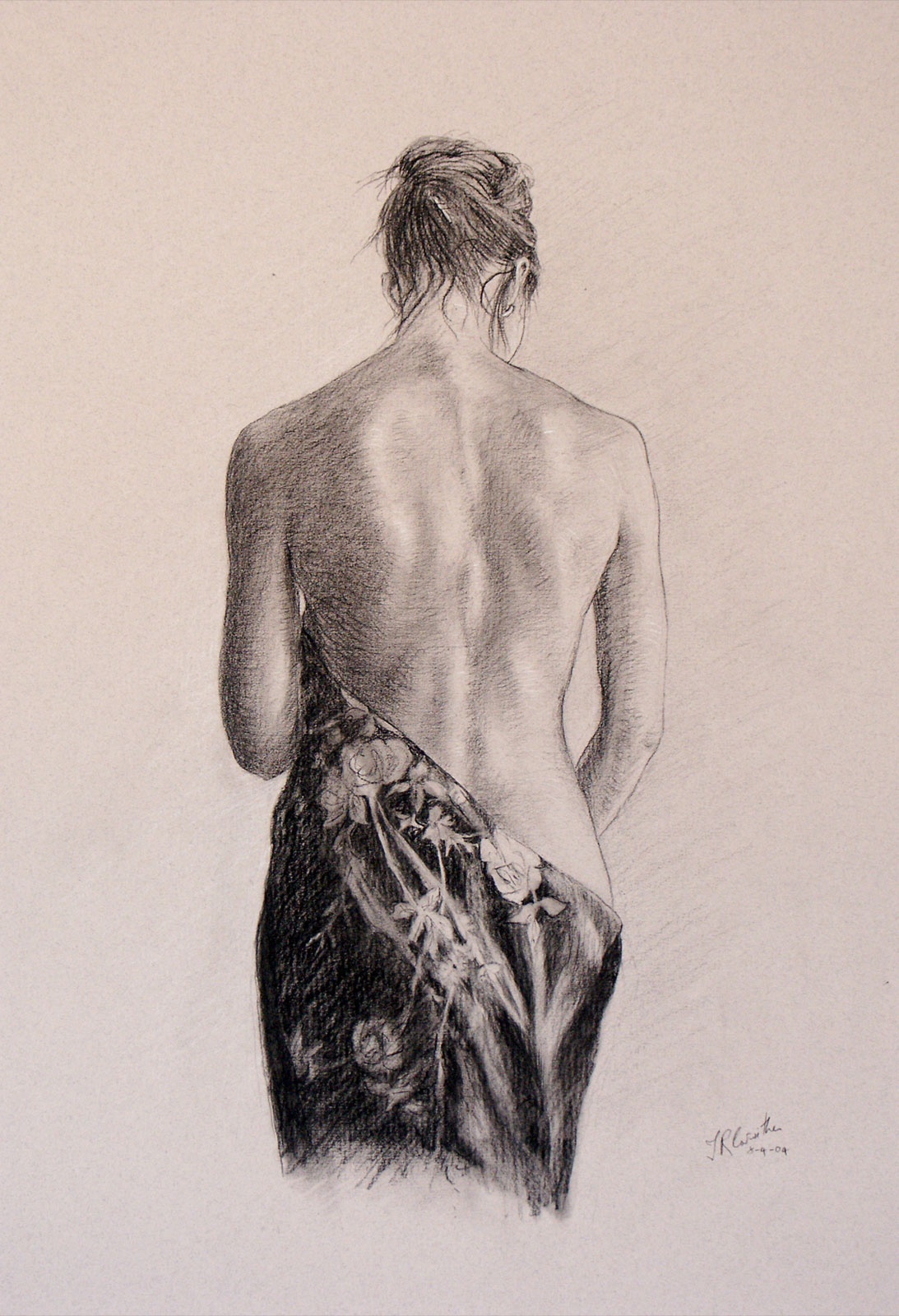 Nude female drawing on paper