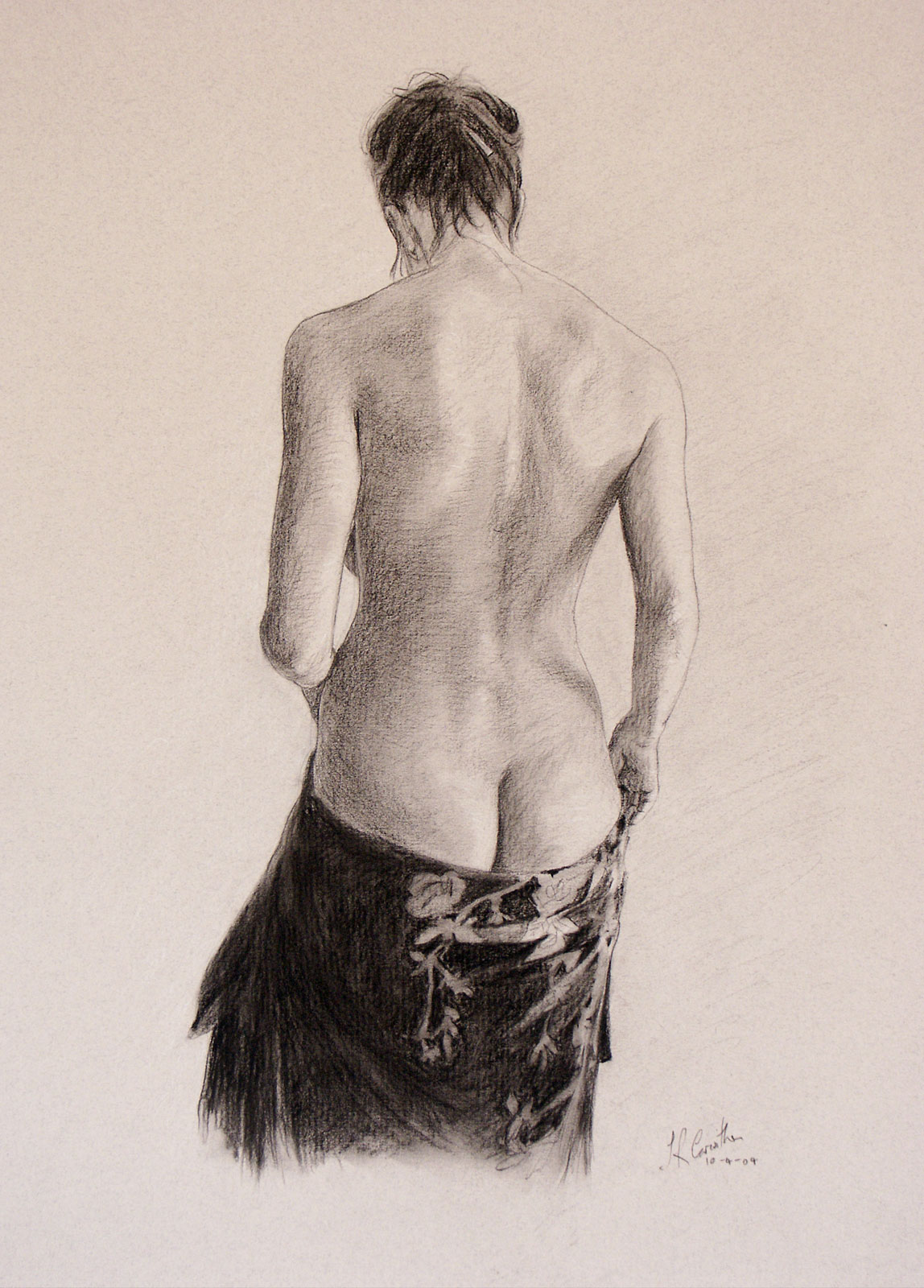 Nude female drawing on paper