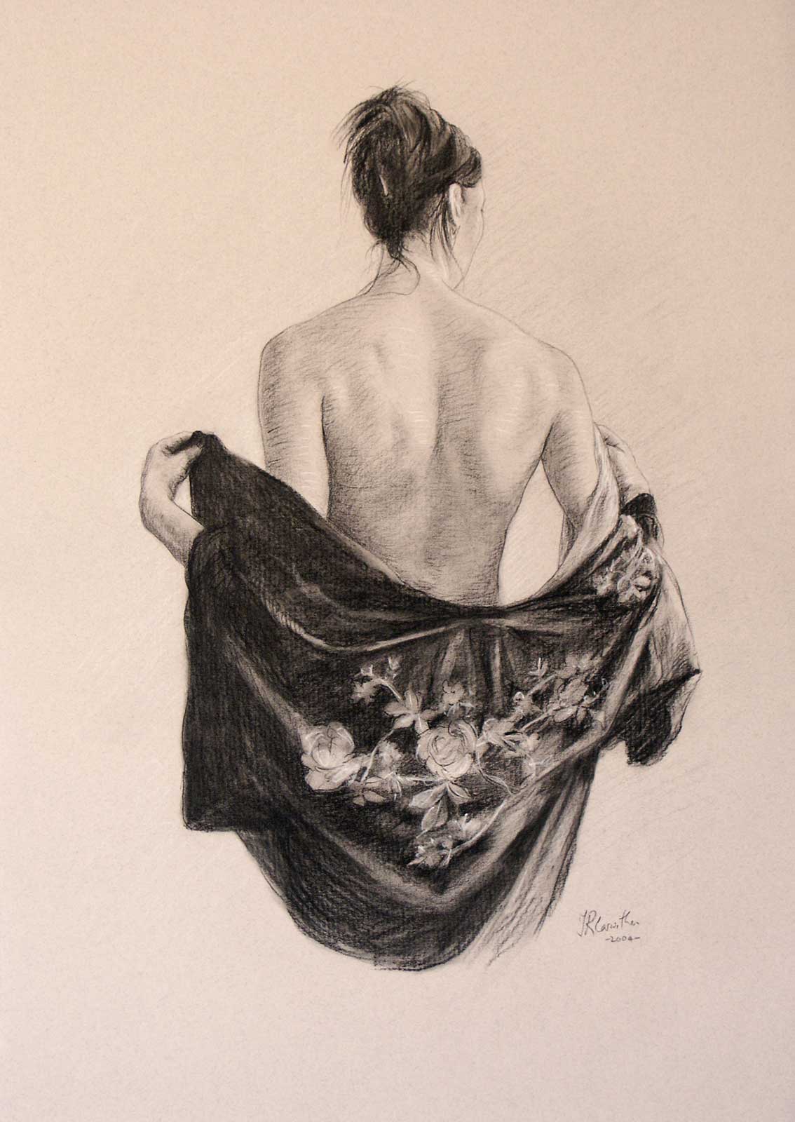 Nude female drawing on paper