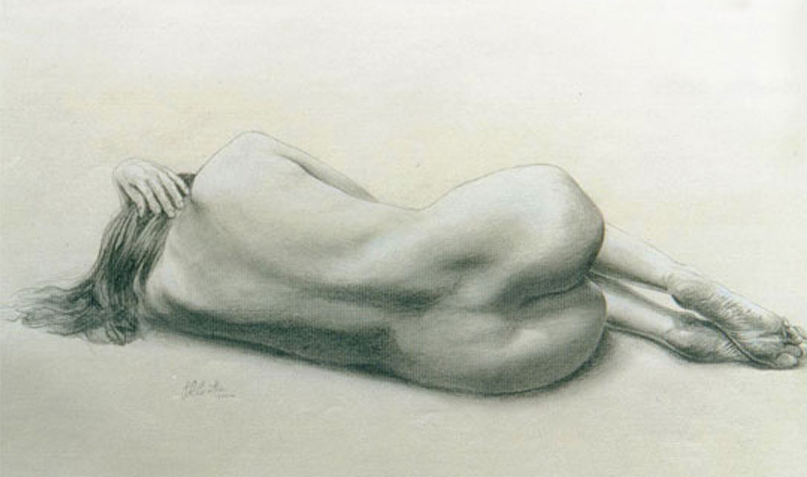 Nude female drawing on paper