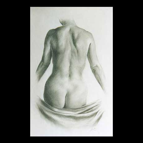 Nude, classic, drawing on paper