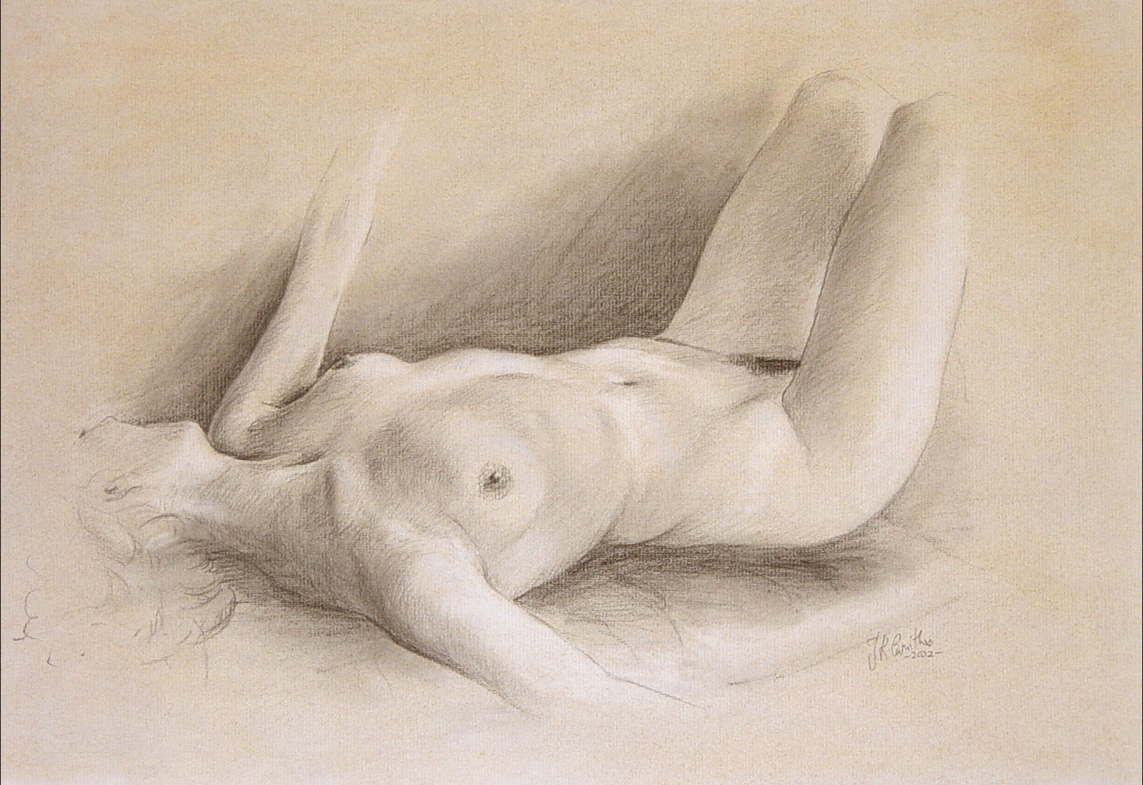 Nude female drawing on paper