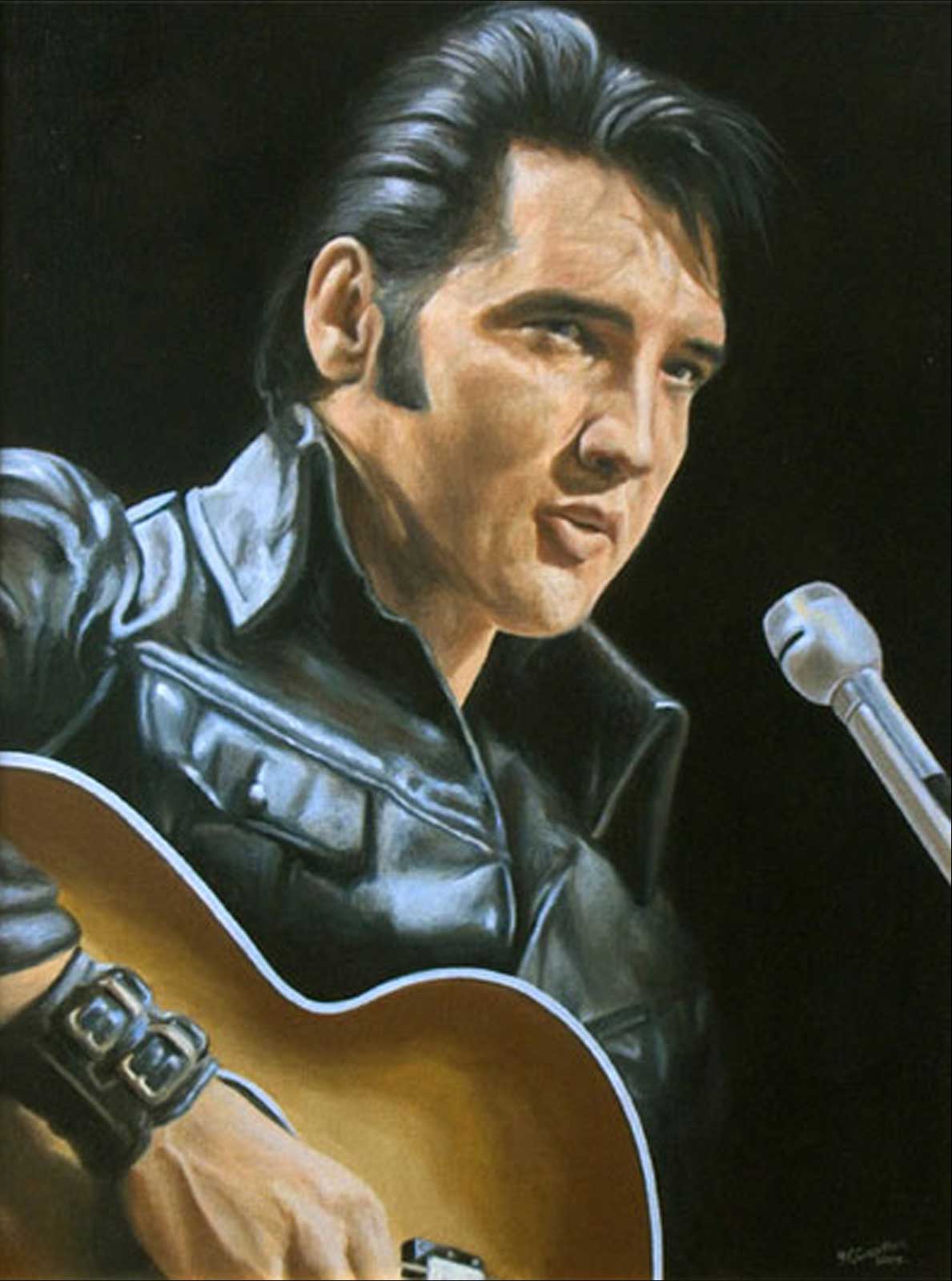 Elvis Presley portrait painting oil paint on canvas